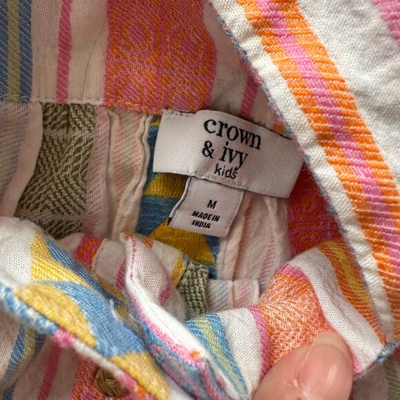 Crown & Ivy girls medium Jacquard Button Front Top striped shirt multicolor Belk - Picture 6 of 7